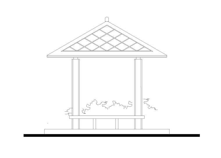 建筑施工图设计1资料下载-四角草亭建筑小品设计施工图