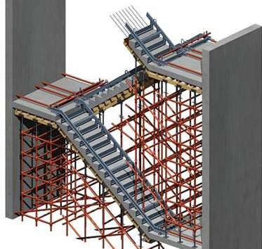 [北京]钢结构混凝土框架结构样板楼施工方案（151页）-10楼梯模板示意图