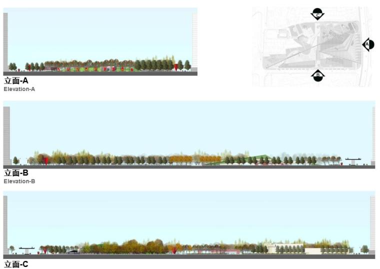 [上海]静安雕塑公园景观方案设计文本PPT（67页）-立面图