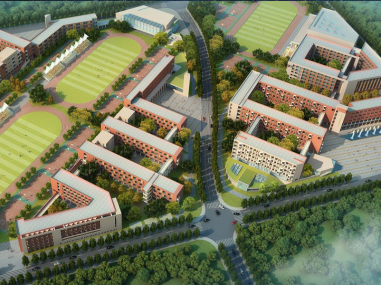 高中校园规划与设计资料下载-[广州]洋河新城四星高中建筑设计方案文本