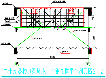 皇爵广场三栋中空连廊结构施工总结-平台刨面图