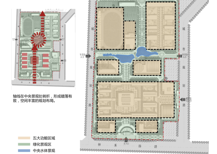 [陕西]青年职业学院新校区建筑规划设计方案文本-规划结构分析