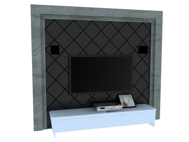 厅电视柜背景墙资料下载-欧式硬包背景墙3D模型下载