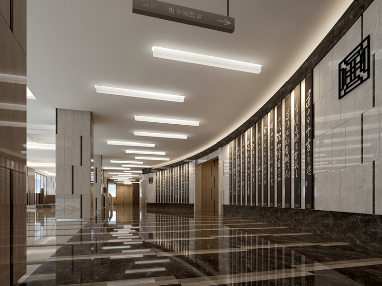 办公大楼大厅3D模型资料下载-现代大厅3D模型下载