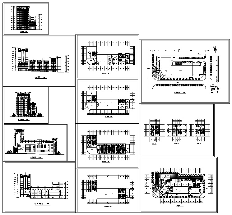 6套宾馆酒店建筑设计初设图CAD-现代高层宾馆酒店建筑设计施工图3