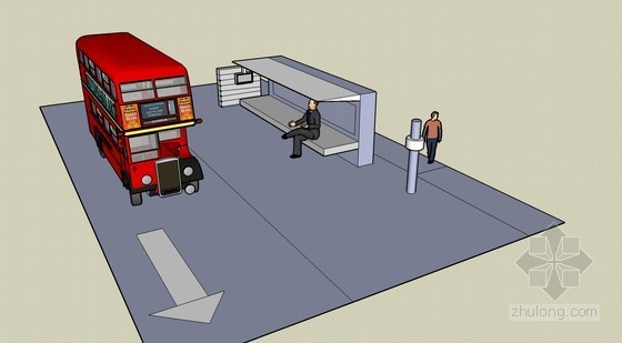 公交站cad施工图资料下载-公交站台sketchup模型