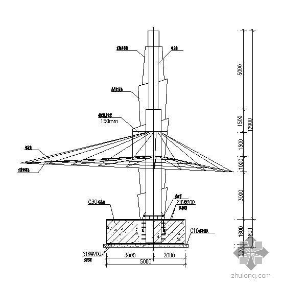 顶棚钢结构资料下载-某椭圆形钢结构顶棚结构图