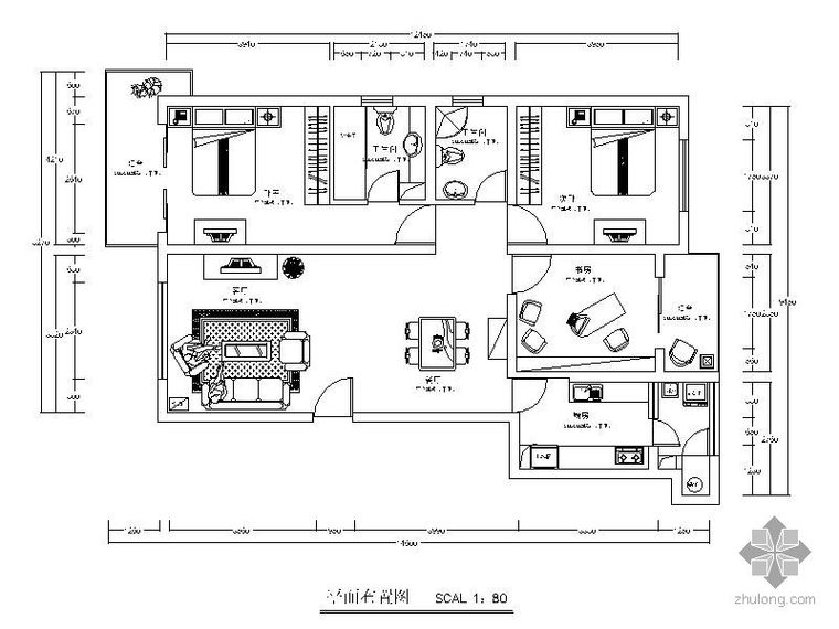 公路三孔过水箱涵施工图资料下载-某三居施工图