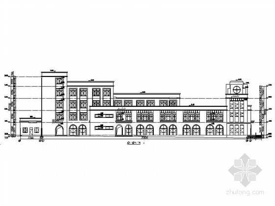 [浙江]现代风格高层大学校园规划设计方案施工图(含效果图)-现代风格高层大学校园规划设计立面图