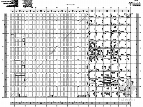 大型火车站综合交通枢纽南北广场地下空间结构施工图（含详细建筑图）-南广场A区顶层梁平面布置图