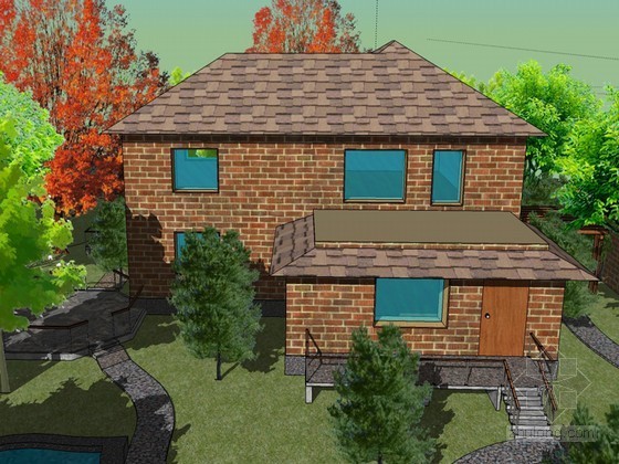 庭园住宅景观SketchUp模型下载-庭园住宅景观 