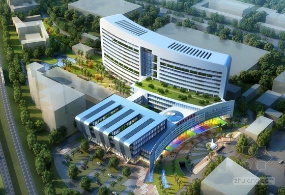 北京儿童医院建筑设计资料下载-[广东]12层现代风格绿色儿童医院建筑设计方案文本