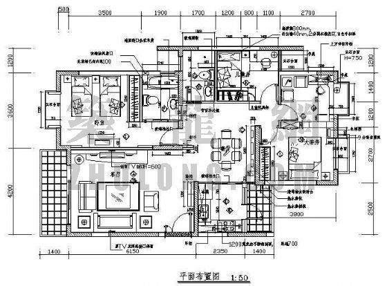 四室二厅三卫资料下载-四室二厅两卫装修图