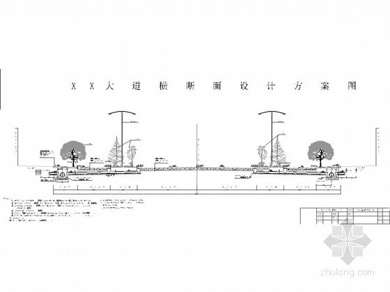 素水泥大样图资料下载-道路横断面设计大样图（55米宽路基）