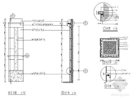 干挂砖节点详图资料下载-玻化砖干挂装饰柱详图