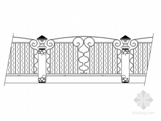 铁艺护栏方案CAD图资料下载-简欧古典铁艺围栏大样图