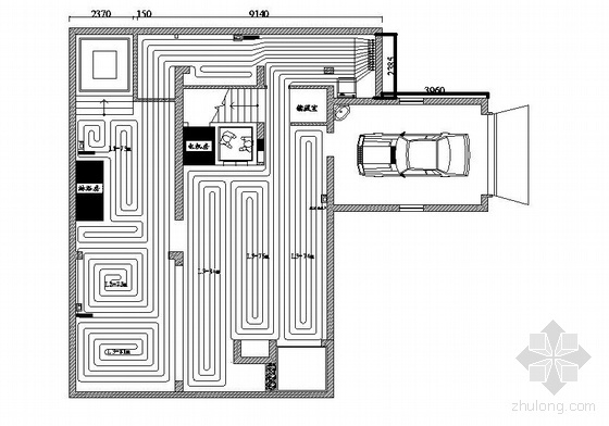 地暖设计CAD图纸资料下载-上海某别墅地暖图纸
