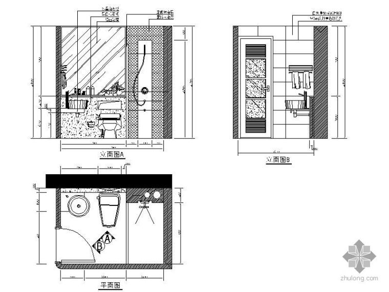 家装CAD平面图立面图资料下载-卫生间立面图