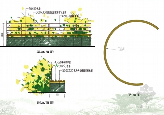 [延安]综合性生态休闲绿地公园总体规划扩初设计方案-座凳详图