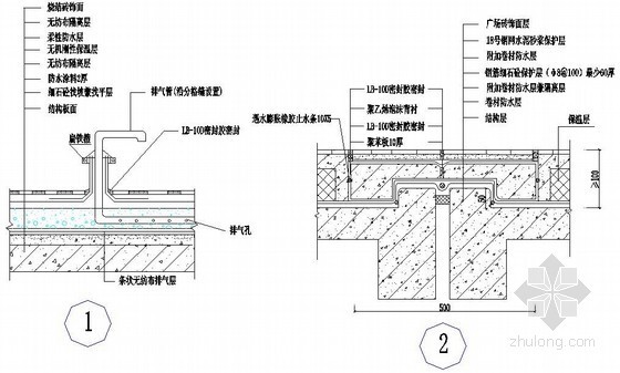 钢结构屋面气楼构造图资料下载-现浇混凝土屋面广场式变形缝构造图