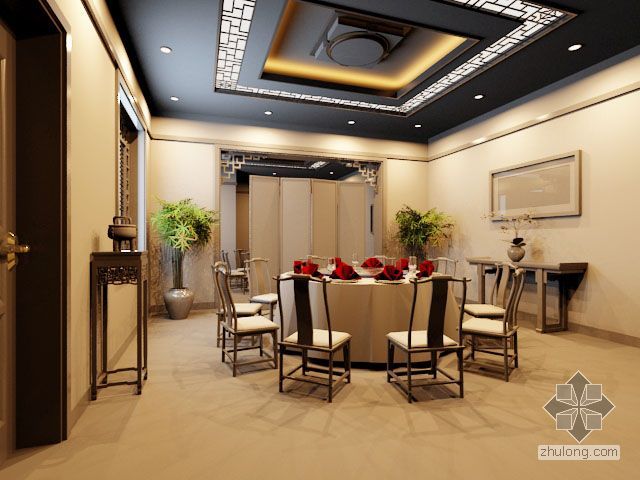 中式包房3D模型资料下载-中式餐厅包房