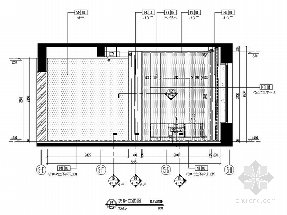 [湖南]滨江时尚现代风格三居室样板房室内装修施工图（含高清方案效果图 推荐！）-[湖南]滨江时尚现代风格三居室样板房室内装修施工图（含高清方案效果图）次卧立面图