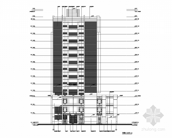 [重庆]某13层医院综合楼建筑施工图-住院楼立面图