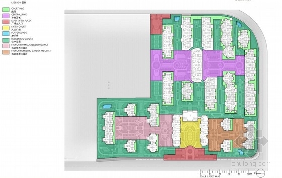 [上海]法式园林风情住宅小区景观方案设计-功能分区 