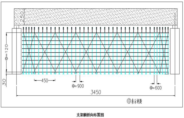 [河南]快速通道工程现浇箱梁施工技术交底（77页）-支架顺桥向布置图