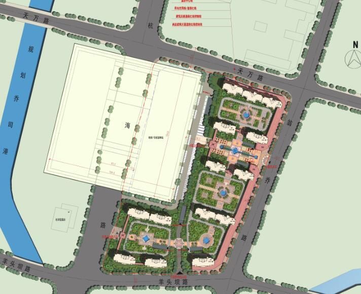 [江苏]欧陆风格住宅翁梅站项目规划方案文本（PDF+39页）-总平面图