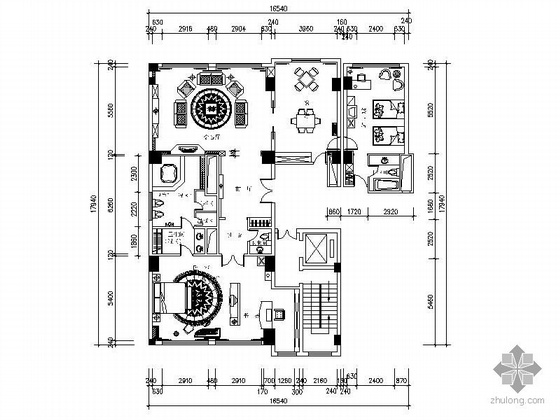 豪华酒店总统套房装修图(含效果(19张 包括:墙体尺寸图,平面