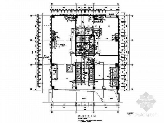 [深圳]某98层商业综合体建筑施工图（439米）-B座五层平面图