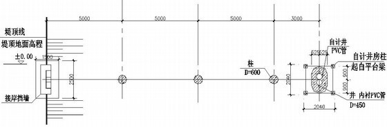 自计井及栈桥节点详图-自计井及柱布置图 