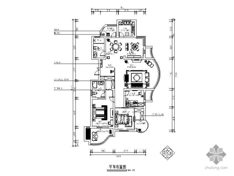 住宅空间设计图纸资料下载-[诸暨]简欧风格四室两厅设计图纸(含效果)