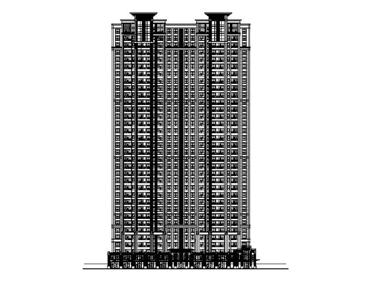 小型住宅楼建筑图资料下载-[安徽]超高层塔式对称布局住宅楼建筑施工图（含多套方案）