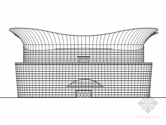 曲线建筑DWG资料下载-[上海]曲线形铝合金金属板屋面高层会展中心建筑施工图
