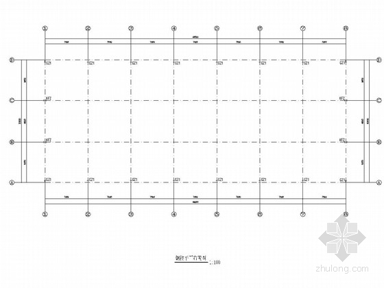 20米跨钢结构厂房结构施工图-钢柱平面布置图 