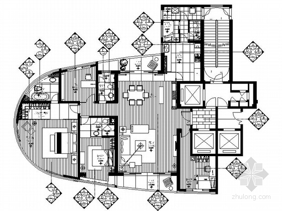 衣帽间立面cad图资料下载-[福州]高层豪宅区现代时尚三居室样板间CAD装修施工图