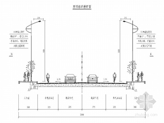 双向二车道图纸资料下载-20m宽双向二车道照明工程设计套图（14张）