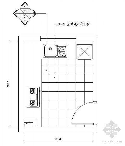 瓷砖厂设计平面布置图资料下载-厨房平面布置图