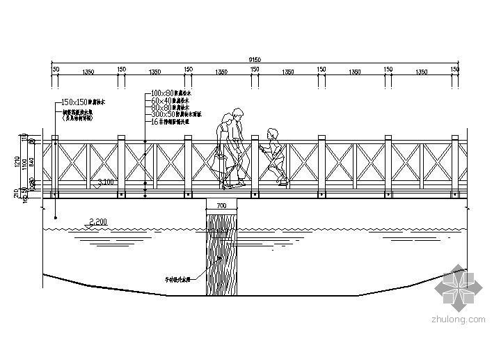 木栈道CAD图资料下载-2.5米宽木栈道施工大样图