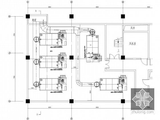某锅炉房工艺设计图纸-锅炉房排烟平面图