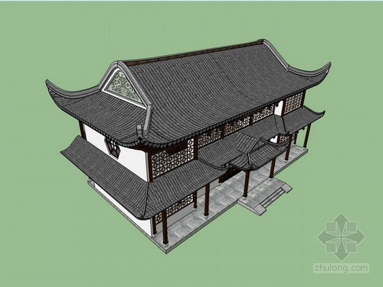 古建筑茶楼sketchup模型下载- 