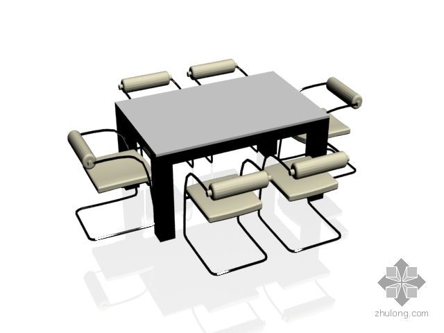 西班牙混凝土桌椅装置资料下载-6人桌椅
