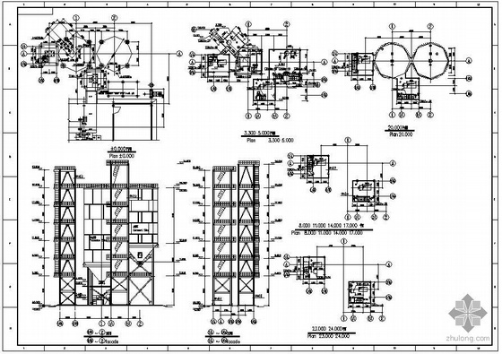 钢结构筒仓结构设计手册资料下载-某钢框架筒仓结构设计图