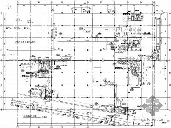 [上海]住宅小区能源中心设计施工图(冰蓄冷系统 供热系统 生活热水系统)-机房通风平面图