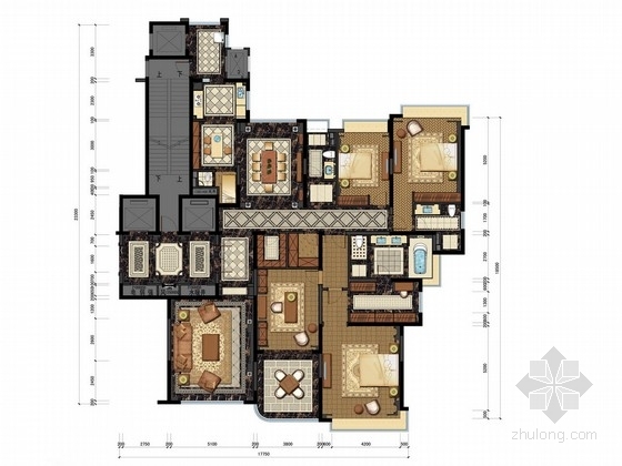 名师设计室内深化设计方案资料下载-[山西]名师超大四居室古典住宅室内设计方案