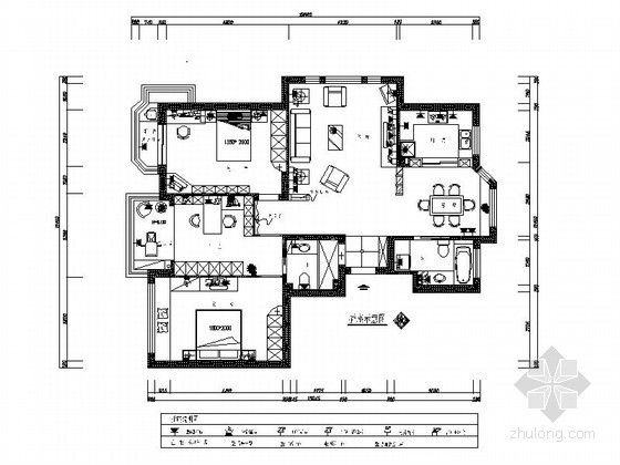 三室两厅原始平面图资料下载-现代三室两厅装修图