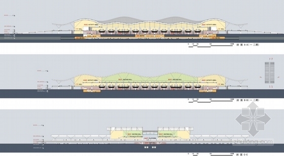 [湖南]大型枢纽站建筑设计方案文本-枢纽站剖面图