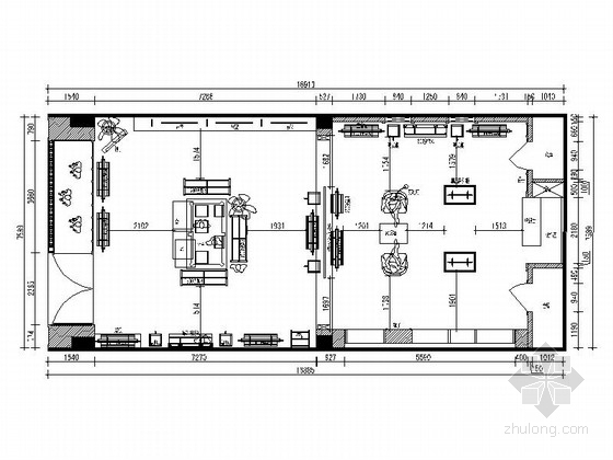 CAD音响布置图资料下载-[浙江]现代风格服装店装修CAD施工图（含效果图）